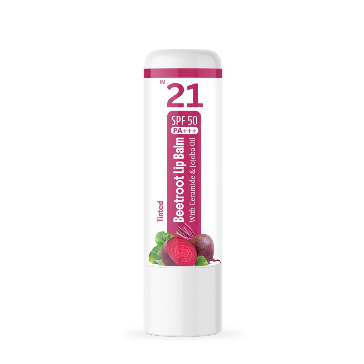 IM 21 Tinted Beetroot Lip Balm with SPF 50 PA+++ – Moisturizing Chapstick with Ceramide & Kojic Acid (Pack of 2)