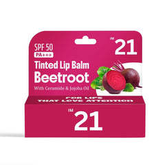 IM 21 Tinted Beetroot Lip Balm with SPF 50 PA+++ – Moisturizing Chapstick with Ceramide & Kojic Acid (Pack of 2)