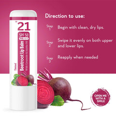 IM21 Tinted Beetroot Lip Balm with SPF 50 PA+++ – Moisturizing Chapstick for Dry and Dark Lips, Infused with Ceramide, Kojic Acid & Vitamin E Oil