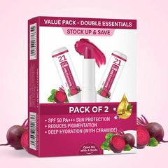 IM 21 Tinted Beetroot Lip Balm with SPF 50 PA+++ – Moisturizing Chapstick with Ceramide & Kojic Acid (Pack of 2)