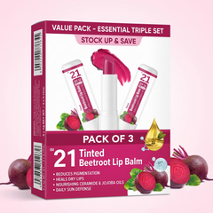 IM 21 Tinted Beetroot Lip Balm with SPF 50 PA+++ – Moisturizing Chapstick with Ceramide & Kojic Acid (Pack of 3)